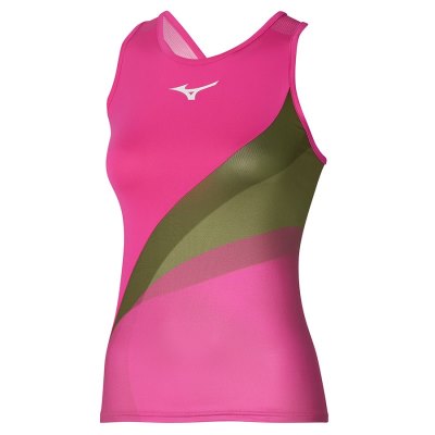 Camiseta sin Manga Mizuno Release Printed Mujer - Rosas / Verdes - Chile M482IWOKNY
